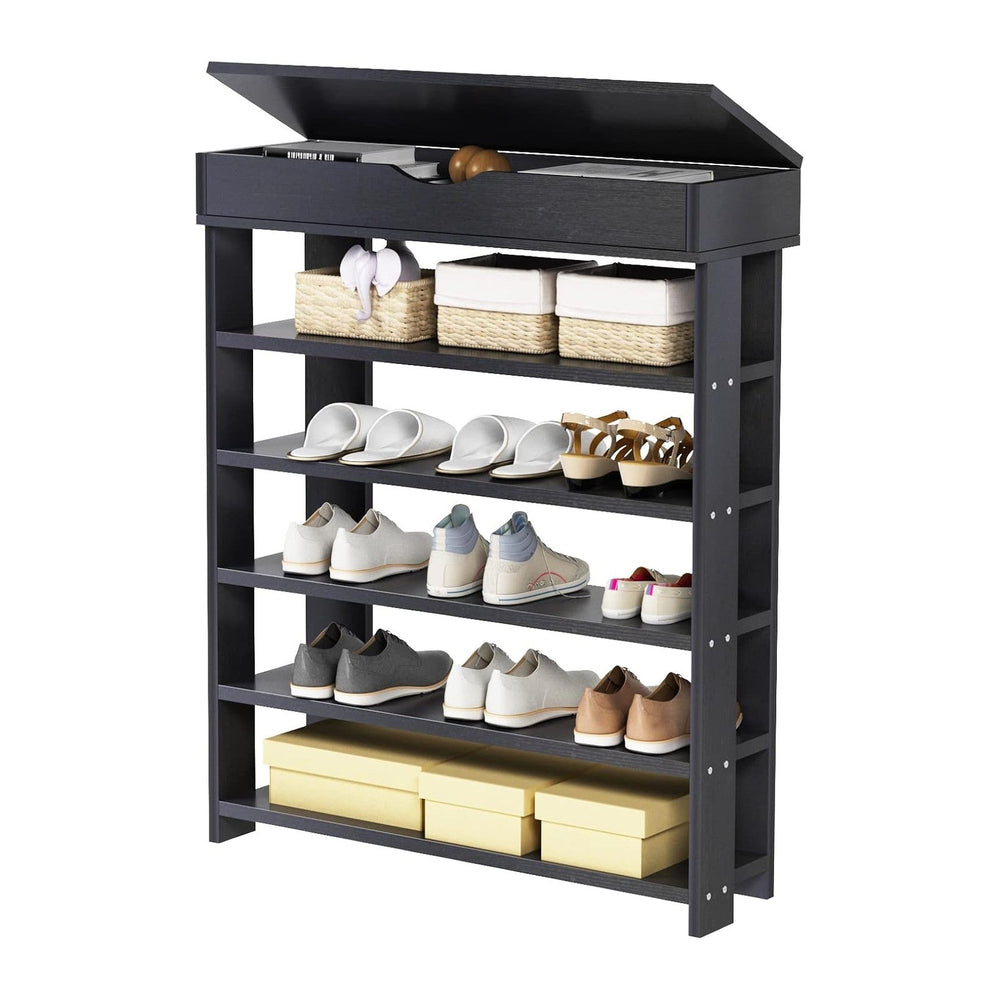 DlandHome Shoe Rack Shoe Storage Cabinet, 5 Tier Shoe Racks, Wooden Shoes Hee...