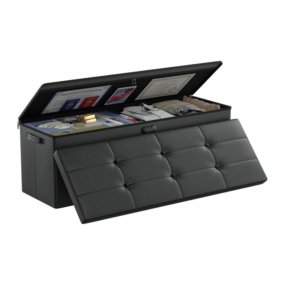 DocSafe Storage Ottoman Bench,Fireproof&Waterproof Folding Bench with Lock(15...