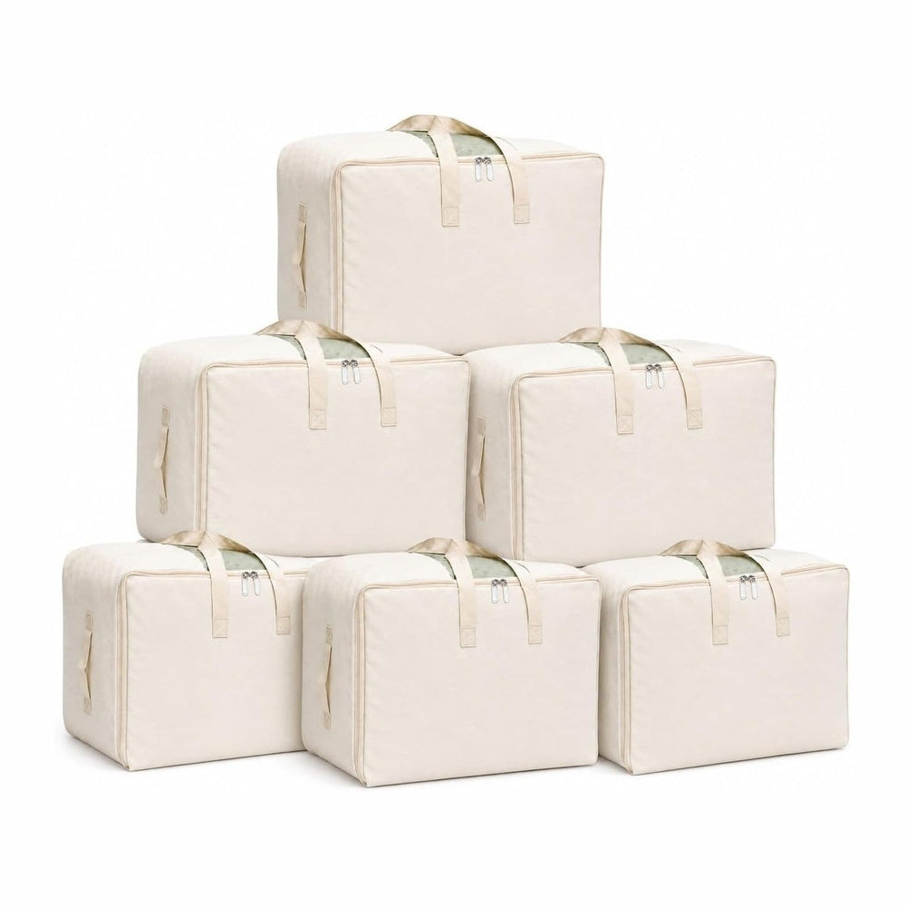 DoYiKe Soft Large Canvas Comforter Storage Bags with Four Carrying Handles an...