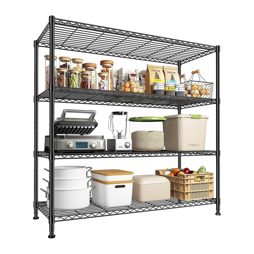 DurayLoly Extra-Wide 4-Tier 800LBS Storage Rack, Adjustable Shelves, Black