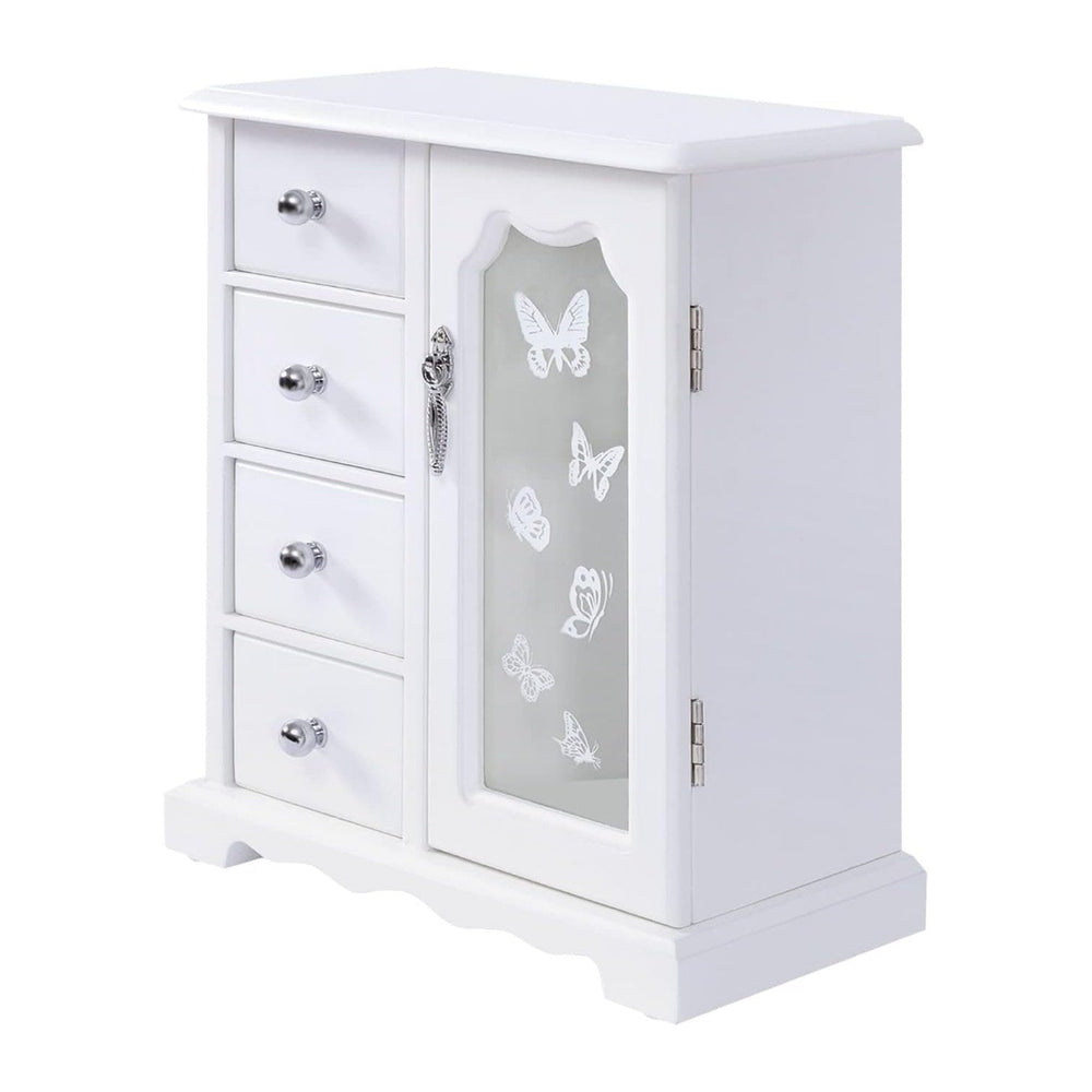DYRABREST 4 TierJewelry Box White Wooden Jewelry Organizer Girls Women Jewelr...