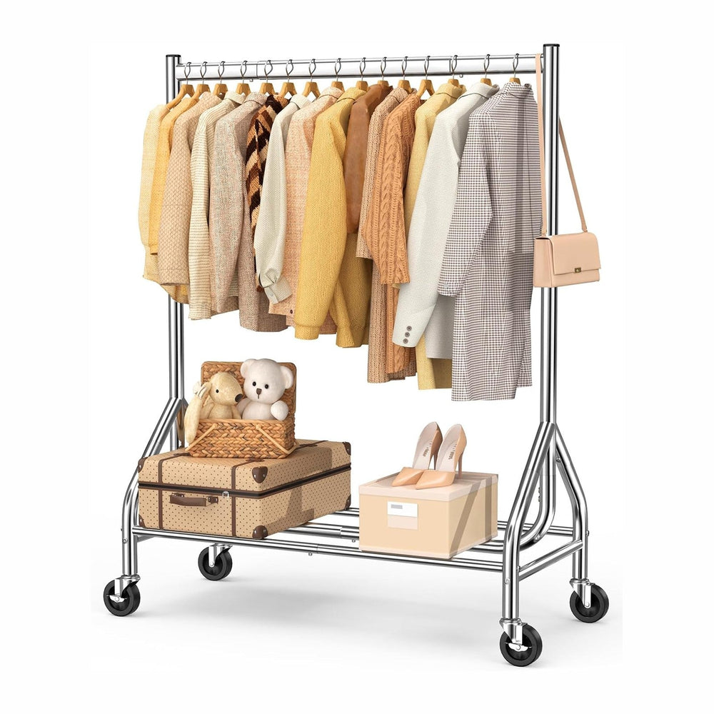 EAGMAK Heavy Duty Clothes Rack Load 420 LBS, Rolling Garment Rack with Lockab...