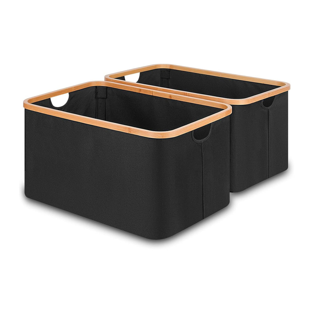efluky Storage Baskets for Organizing, Fabric Storage Bins with Bamboo Handle...