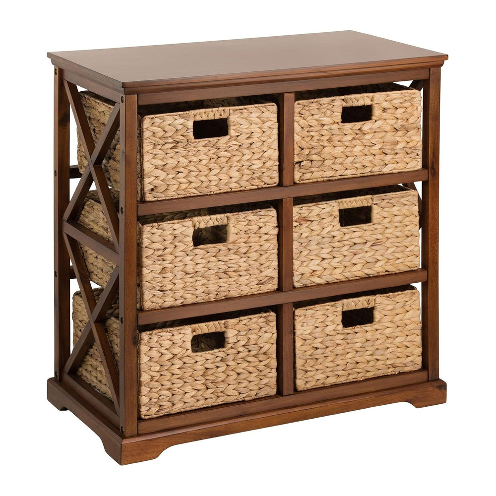 eHemco Hampton Meadows 3 Tier X-Side End Storage Cabinet, Walnut