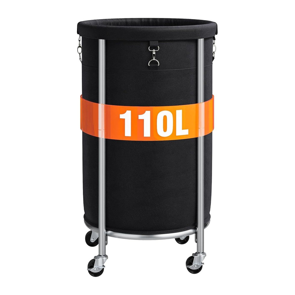 ELYKEN Laundry Hamper with Wheels, 110L Rolling Laundry Basket, Round Laundry