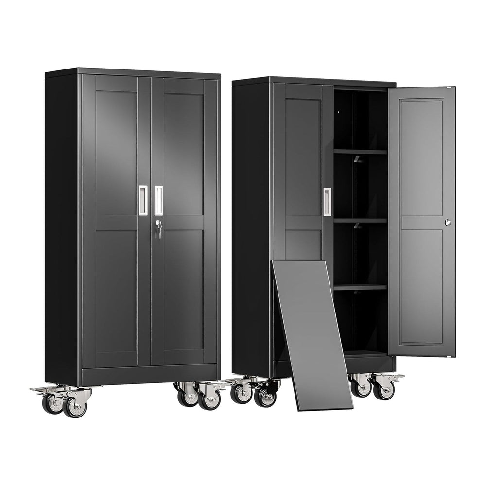 erosoei 61" H Metal Garage Storage Cabinet, Rolling Tool Cabinet with 2 ...