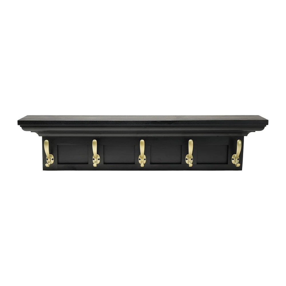 EXCELLO GLOBAL PRODUCTS Black 34" Coat Rack with 5 Gold Hooks: Ready to ...