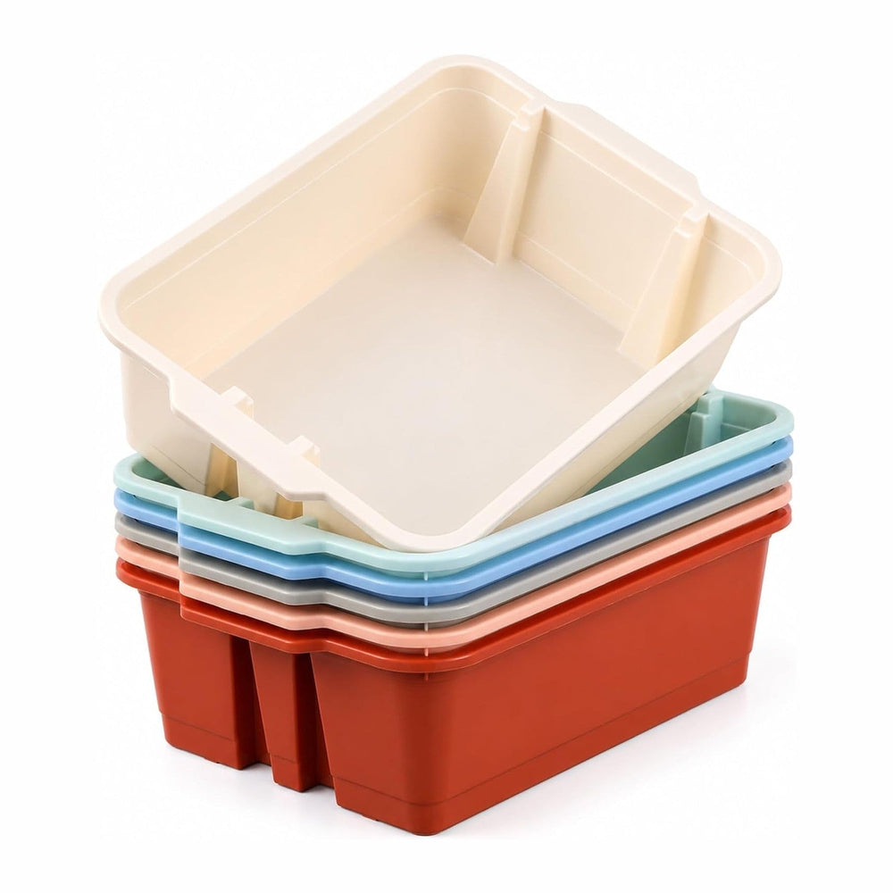 gisgfim 6 Pack Classroom Stacking Bins Stackable Plastic Book Bin Durable Sto...
