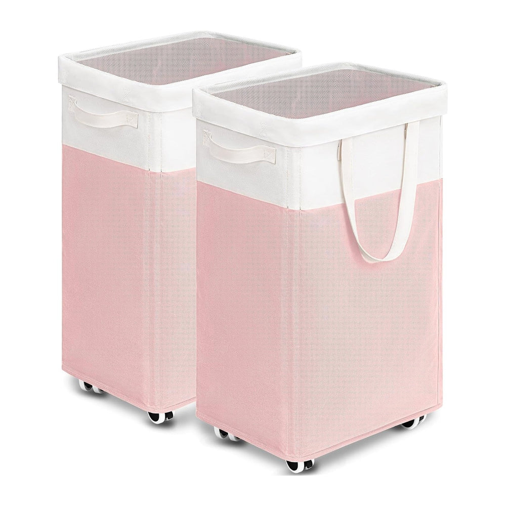 Goodpick 2-Pack Laundry Hamper with Wheels, Dorm Essentials for Girls,75L