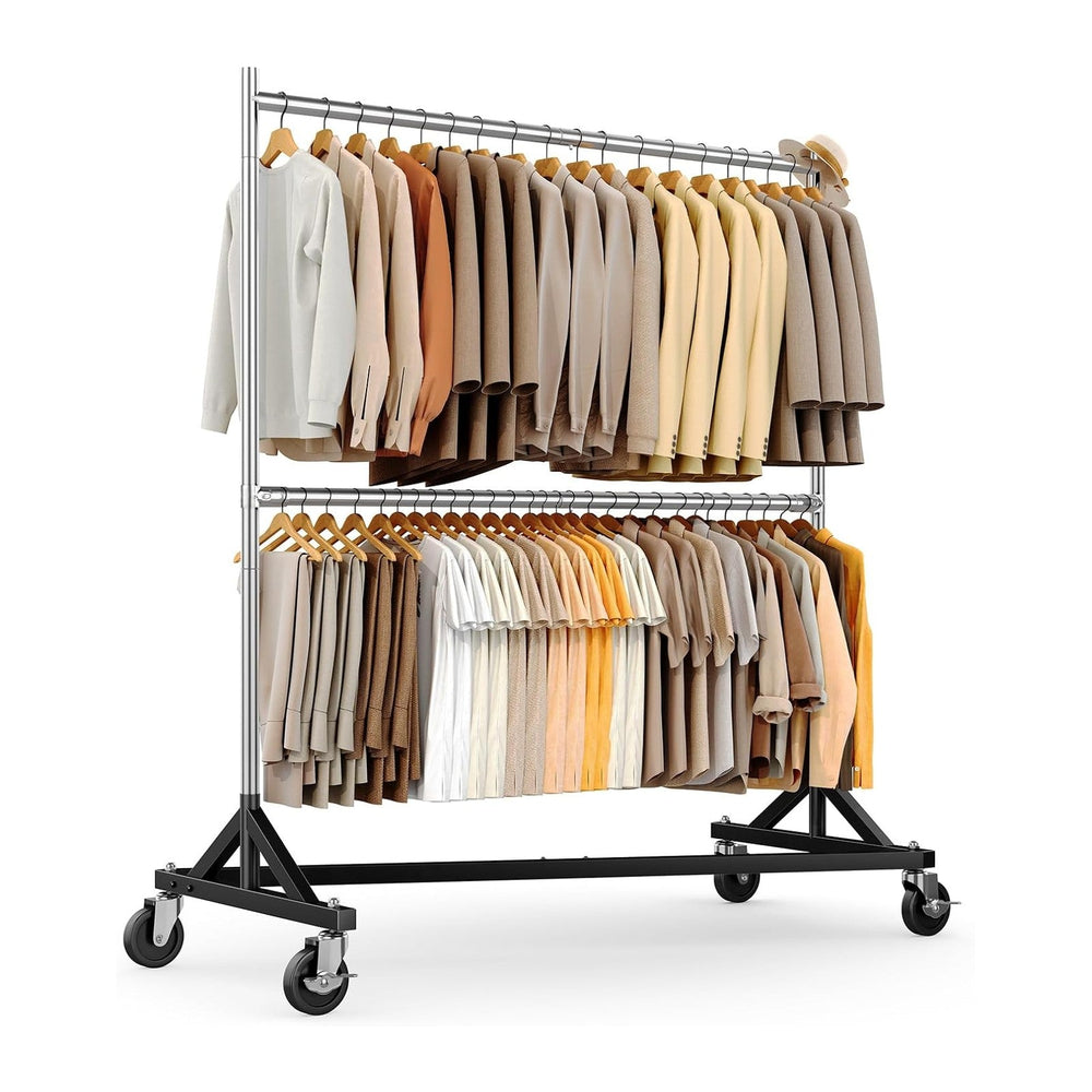 HOKEEPER Z Rack, Clothes Rack Hold 550LB 86" H Adjustable Height Double Rod