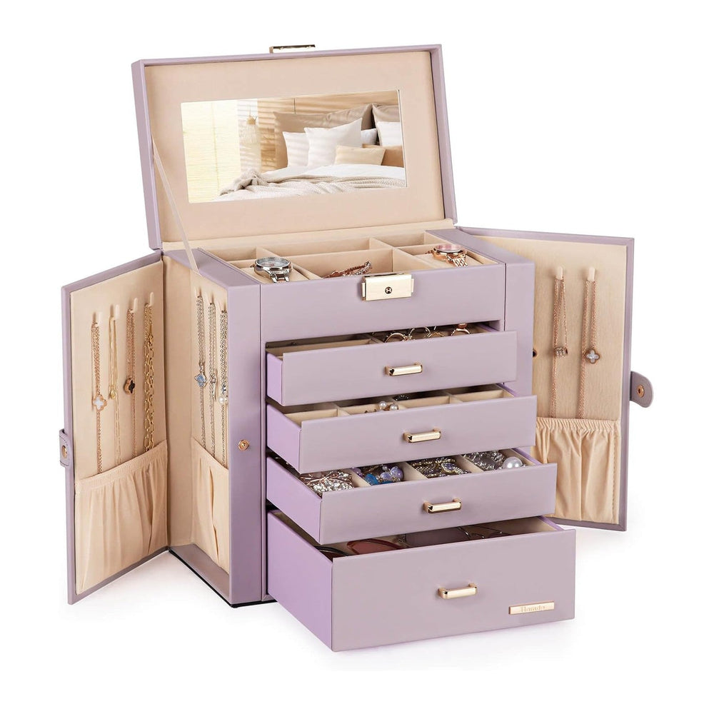 Homde Large Jewelry Box for Women: 5-Layer Organizer with Lock for Dresser