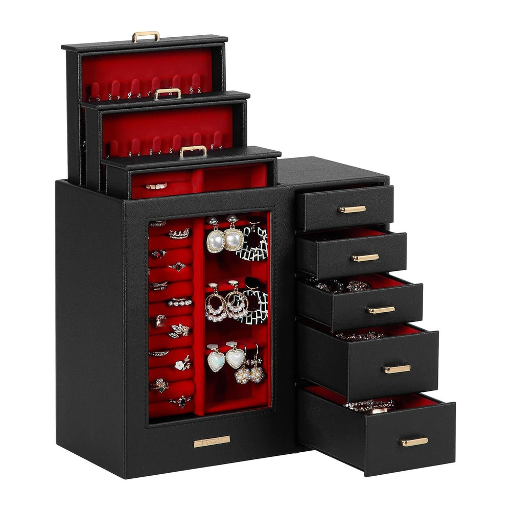 Homde Large Jewelry Box/Organizer/Case with Glass Window, Drawers for Necklac...