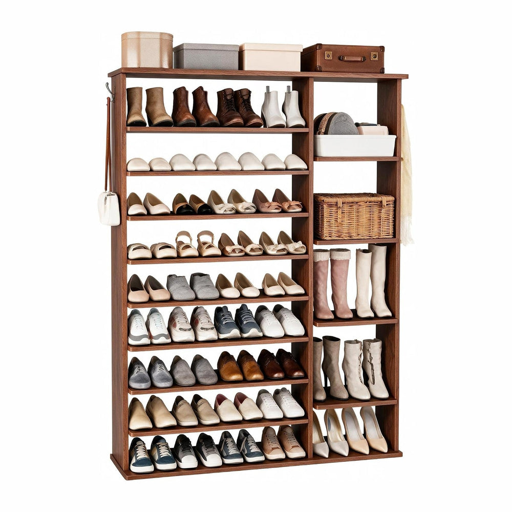 HOMEFORT 10 Tiers Shoe Rack, 50 Pairs Large Shoe Shelf, 61.8" Tall Shoe ...