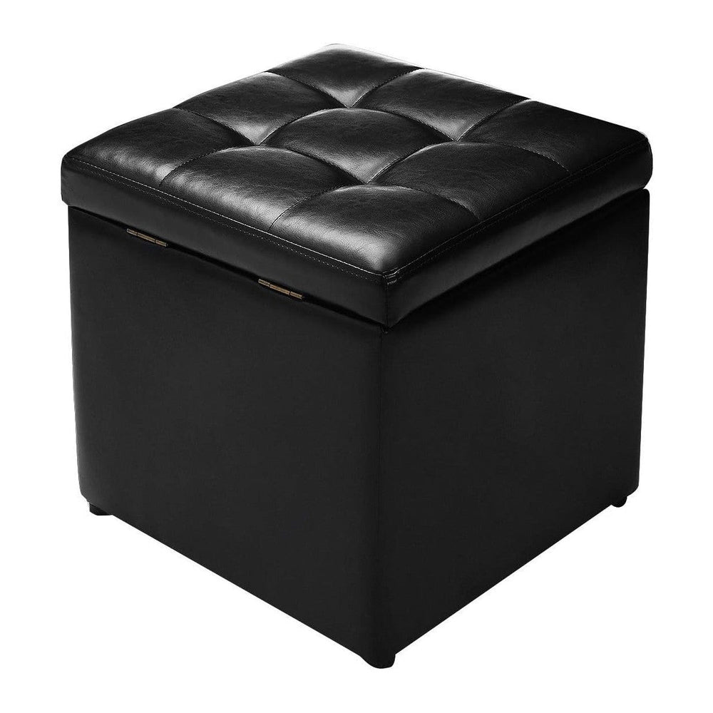 HOMGX 16'' Cube Storage Ottoman, Wooden Frame PU Leather Seat with Hi...