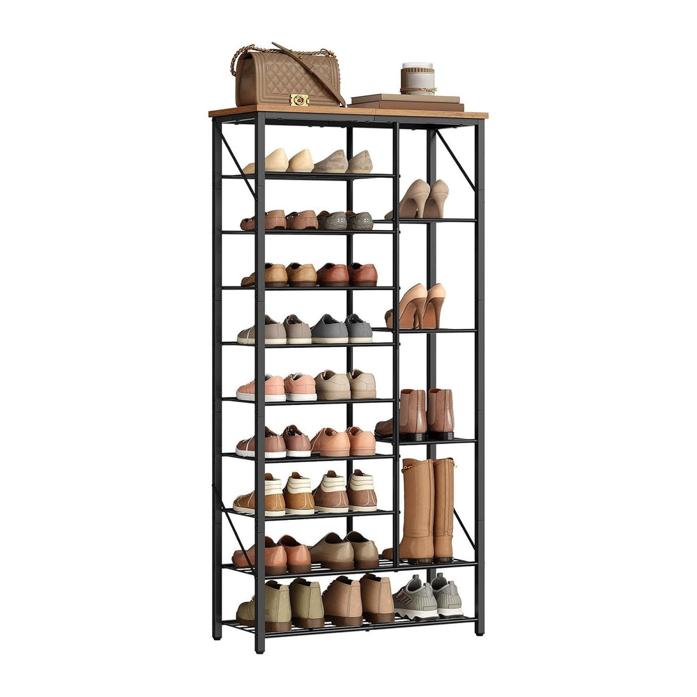 HOOBRO 10 Tier Shoe Rack for Entryway, Large Capacity Tall Shoe Storage