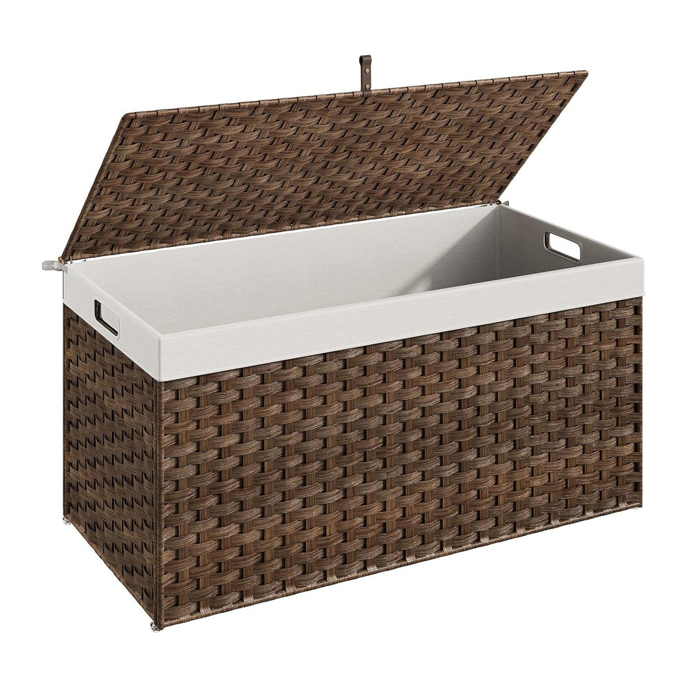 HOOBRO Storage Basket with Lid, 52.8 Gallon Wicker Basket, Handwoven Blanket