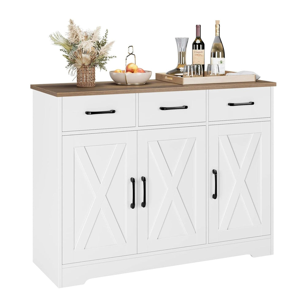 HOSTACK Kitchen Buffet Cabinet with Storage, Sideboard Coffee Bar, White