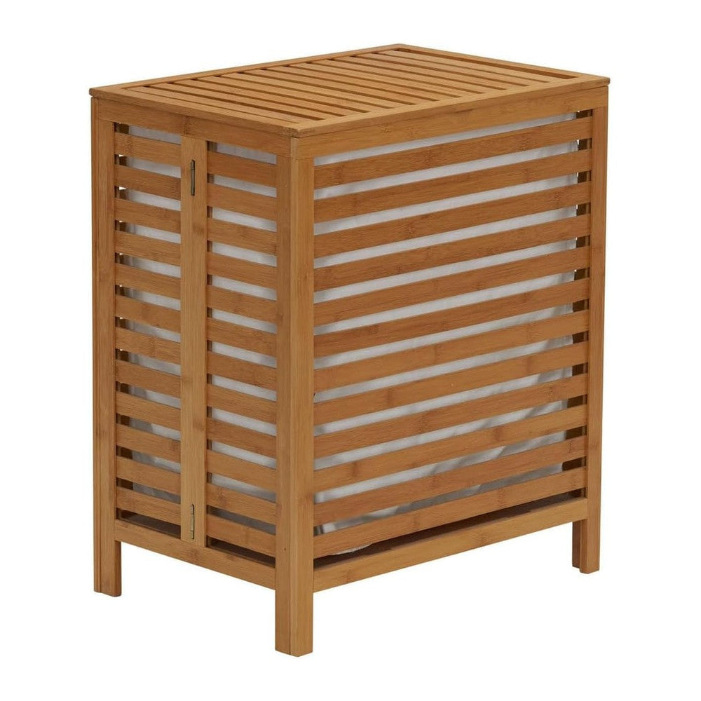 Household Essentials Bamboo Laundry Hamper, Slated Hamper with Natural Cotton...