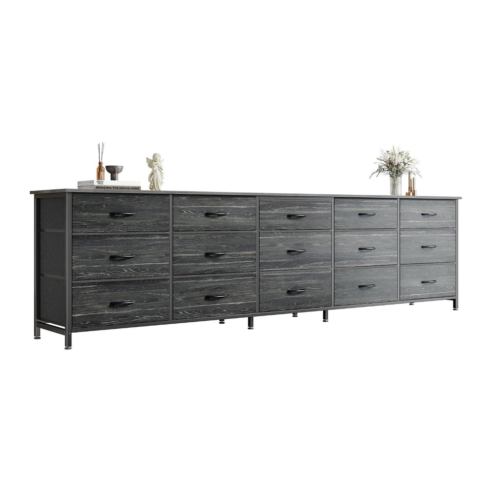 Huuger 78.7 inch Long Dresser for Bedroom, 15 Drawer Fabric Dresser for Close...