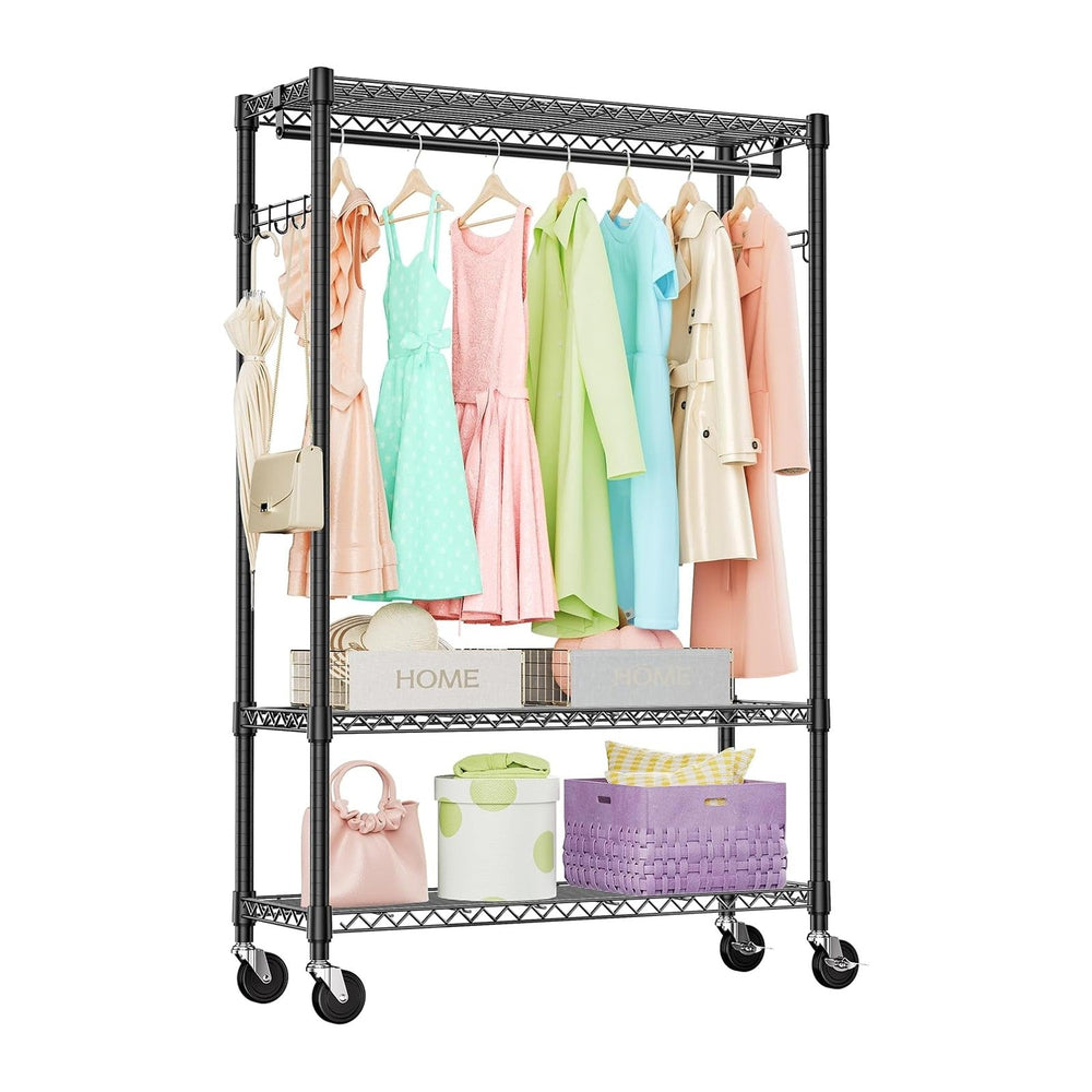 IZEUK 3 Tier Heavy Duty Rolling Garment Rack Wire Clothes Rack