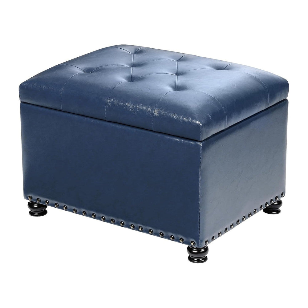 Joveco Faux Leather Storage Ottoman Bench Rectangle 24 Inch Foot Rest Ottomans