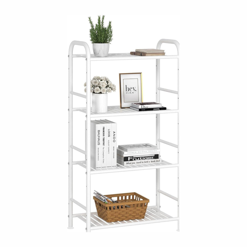 JSB 4-Tier Adjustable Shelving Unit, Heavy Duty Storage Rack Organizer Metal ...