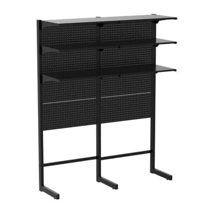 JWX Freestanding Gaming Pegboard Shelf, 300 lb Capacity, 57.5 x 74 in