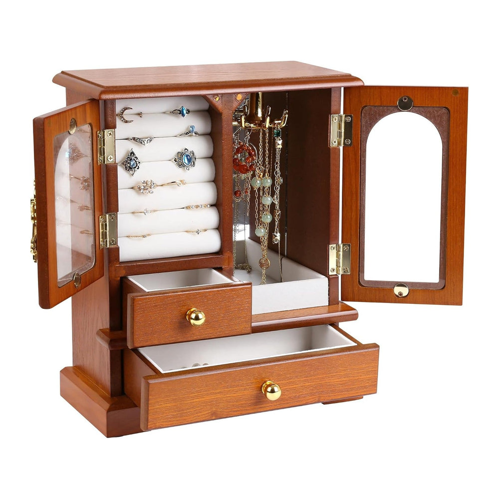 Kendal Wooden Jewelry Box for Women, Graduation Gift Solid Jewelry Holder Org...