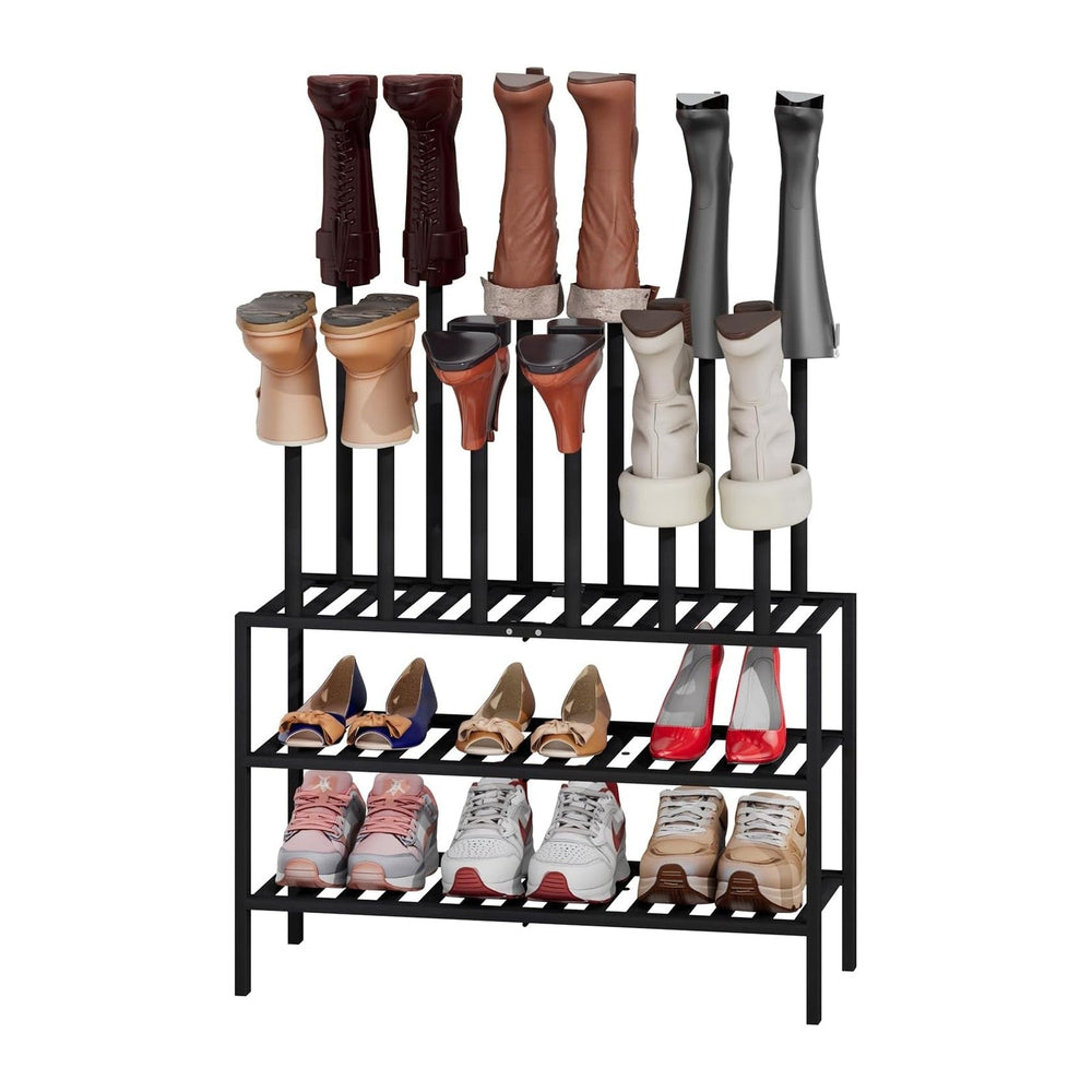 kiplant Tall Boot Rack Organizer - Bamboo Wood Boot Rack Shoe Rack for Entryw...