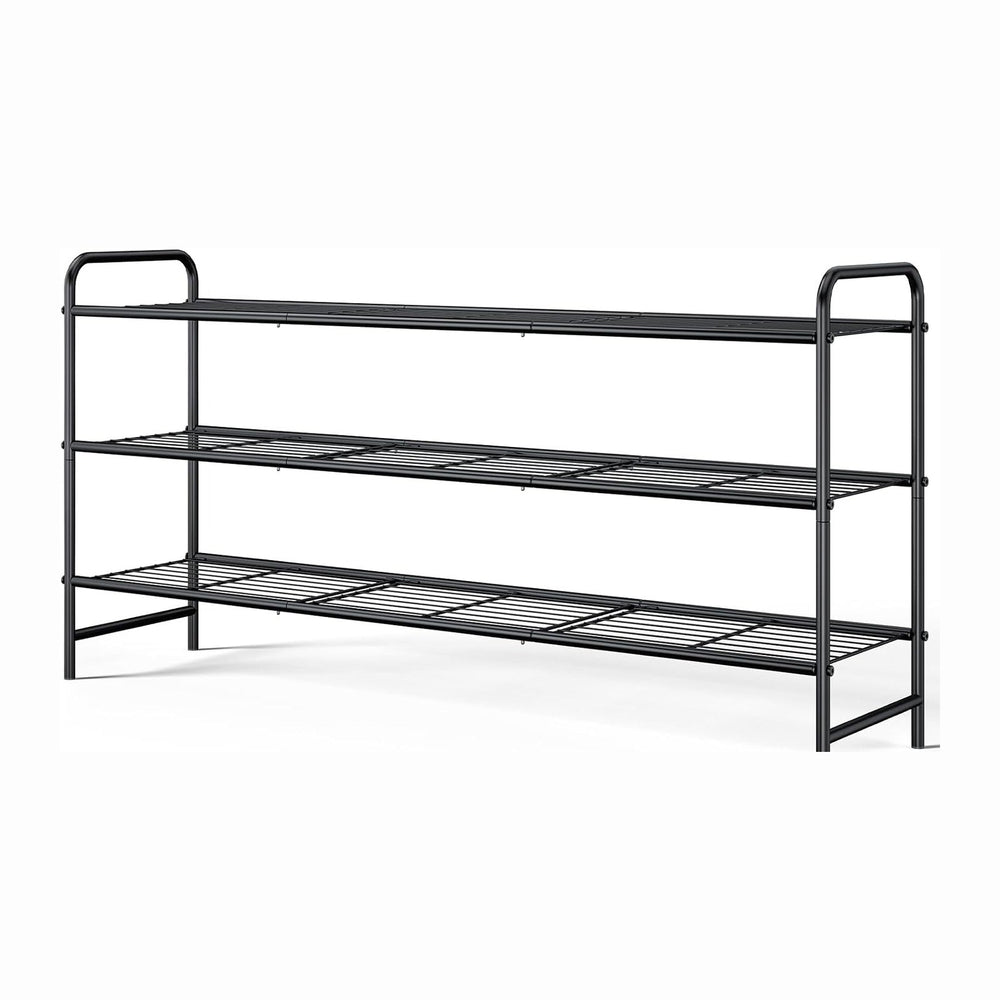 Kitsure Stainless Steel Shoe Rack Organizer, 37.3" Wide - 3 Tier, Black