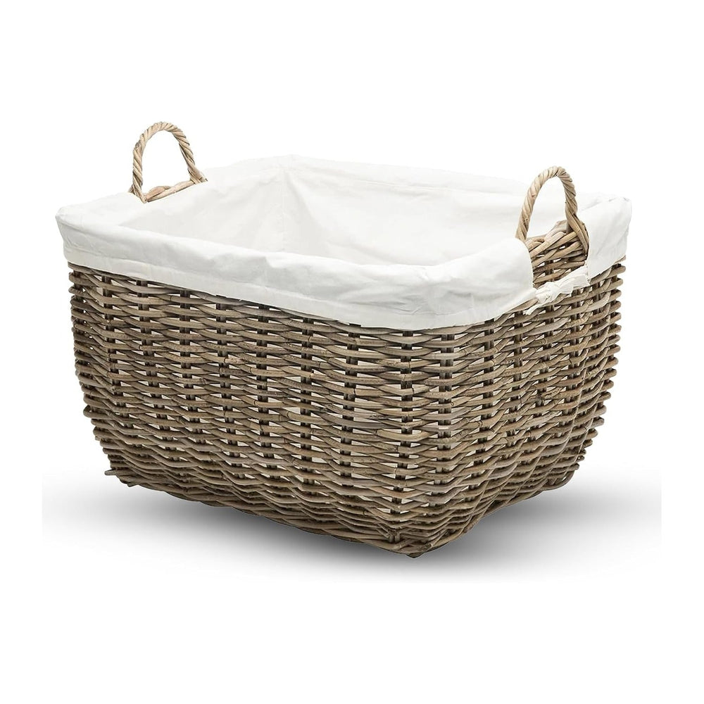 KOUBOO Rectangular Rattan Laundry Basket with Removable Liner, Gray Brown