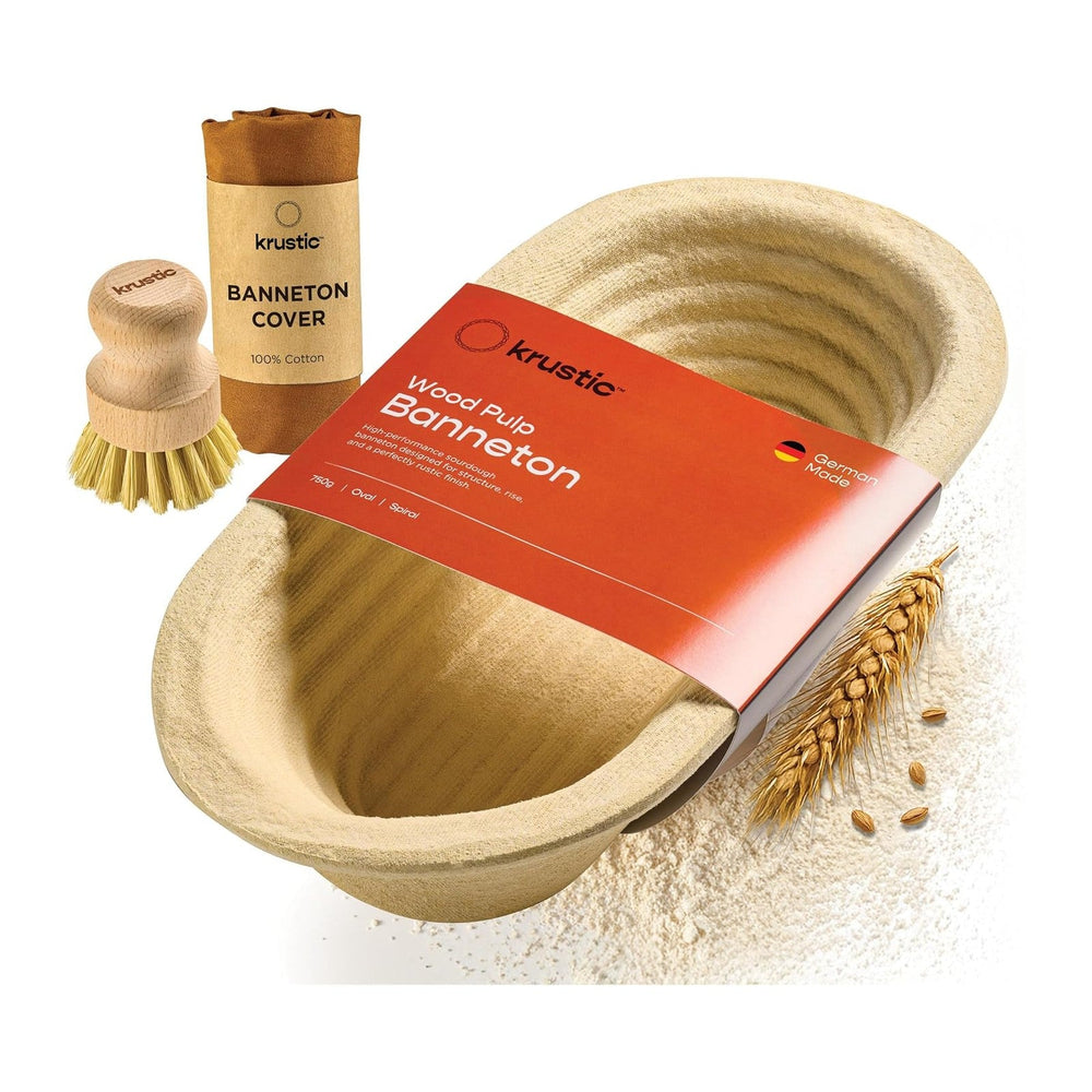 Krustic Banneton Bread Proofing Basket - 750g Oval Sourdough Baking Wood Pulp...