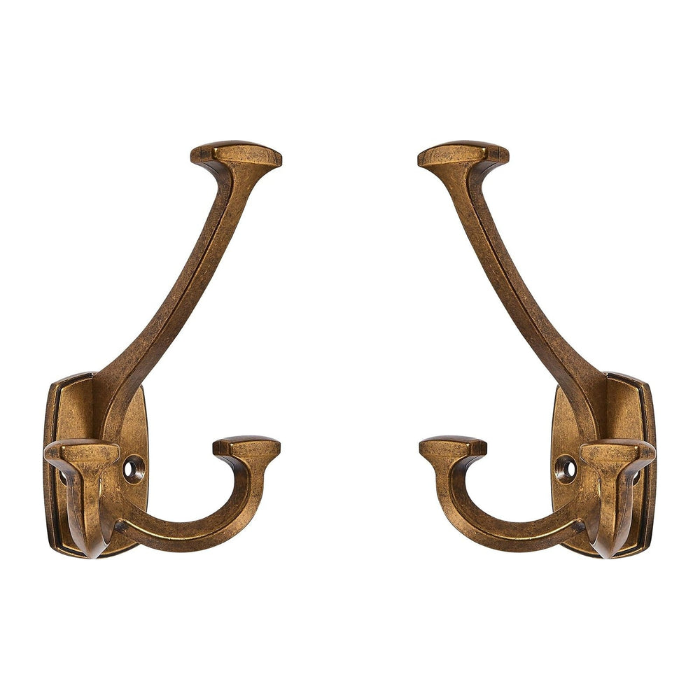 Large Wall Double-Sided Hook 10 Pack Antique Brass Hook Decorative Heavy Duty...