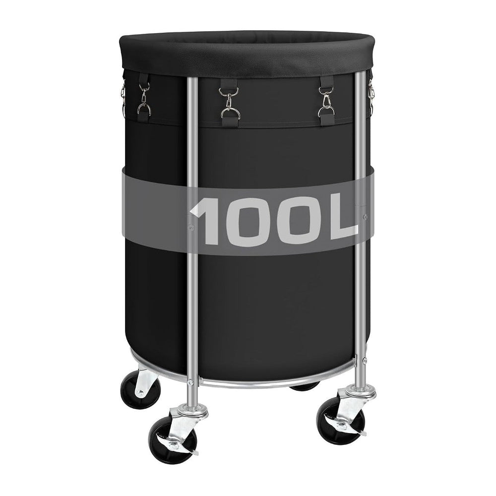 Laundry Hamper with Wheels, 100L Round Rolling Laundry Basket Sorter with