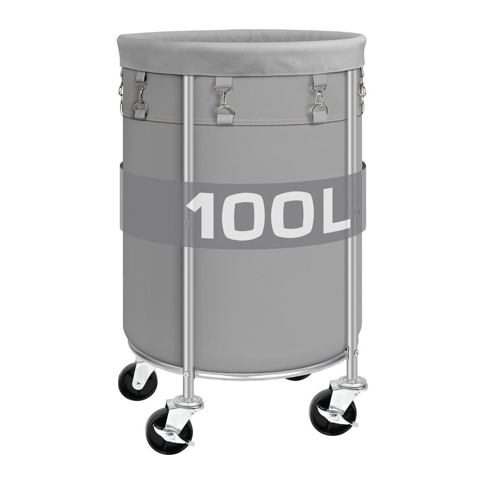 Laundry Hamper with Wheels, 100L Round Rolling Laundry Basket Sorter with