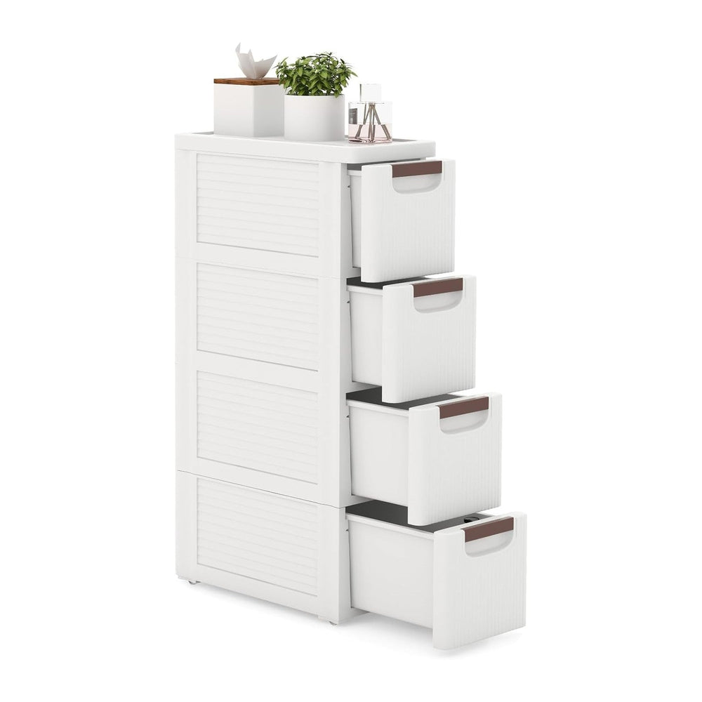 LOKO 4-Drawer Narrow Storage Cabinet, Slim Rolling Cart (7.5"x16.5"...