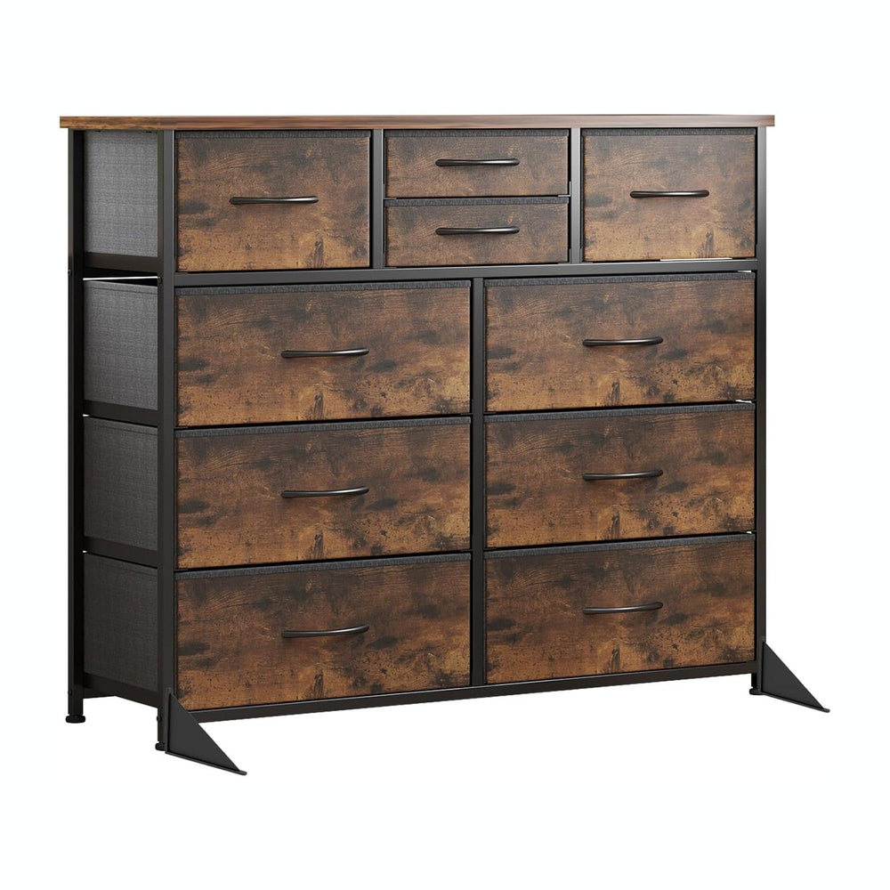 LUMTOK 10 Drawers Dresser with Fabric Bins for Bedroom,Closets,Rustic Brown