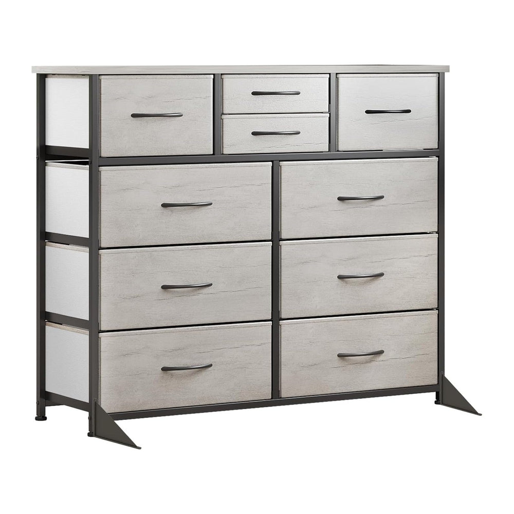 LUMTOK 10 Drawers Dresser with Fabric Bins for Bedroom,Closets,Greige