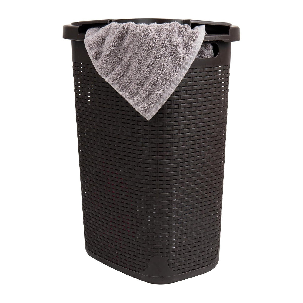 Mind Reader Slim Laundry Hamper with Lid, 60L Tall Clothes Basket, Narrow Tap...