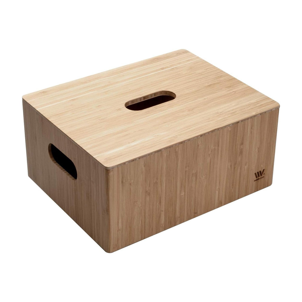 MobileVision Bamboo Storage Box PLUS LID COMBO, 12”x 9”x 6”, Durable Bin w/Ha...