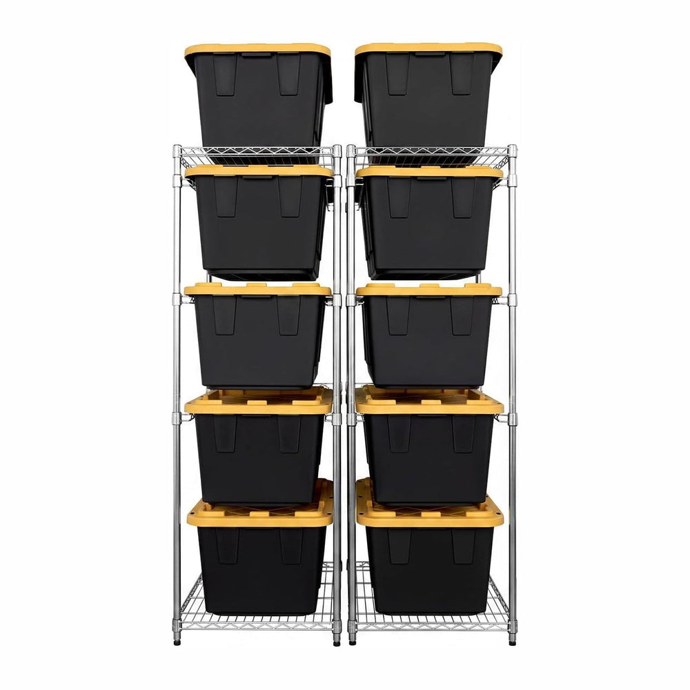 MonsterRAX 2-Pack 5-Tier NSF Bin Rack for 27-Gal Totes, Silver