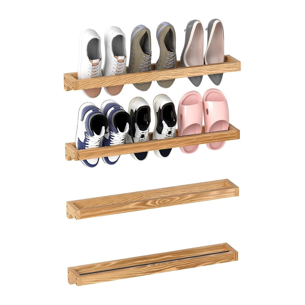 Nisorpa 30 Inch Rustic Burnt Wood Hanging Shoe Rack, Set of 4