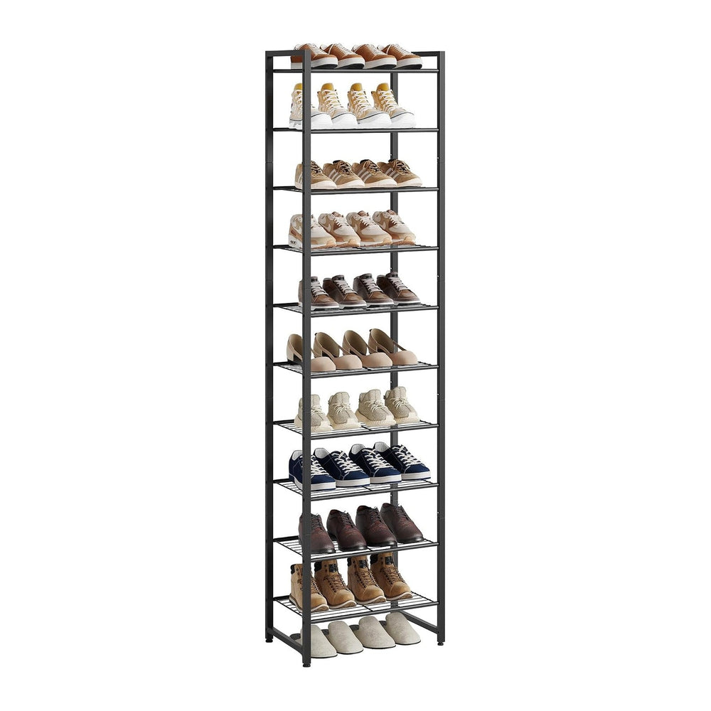 Nunsino Narrow Shoe Rack, 10-Tier Metal Shoe Organizer,Tall Shoe Shelf with A...