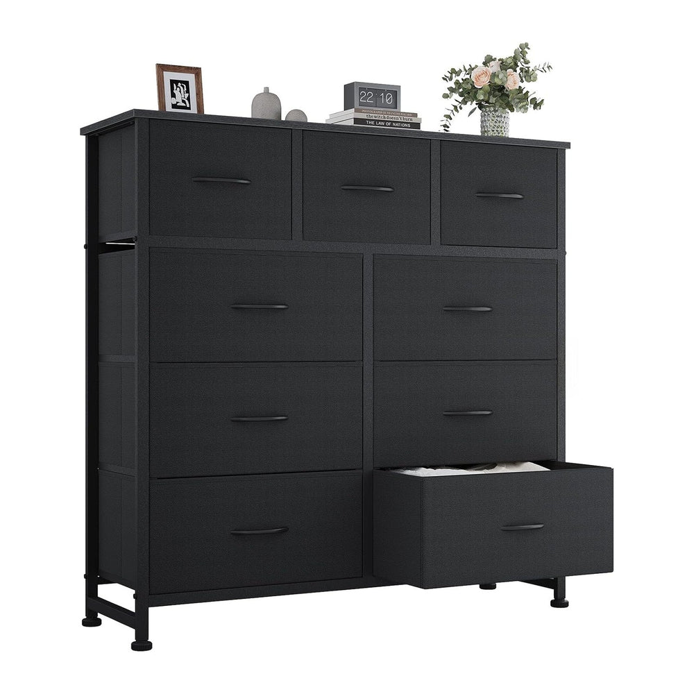 OLIXIS 9 Drawer Black Dresser for Bedroom, Closet Organizer Storage Tower