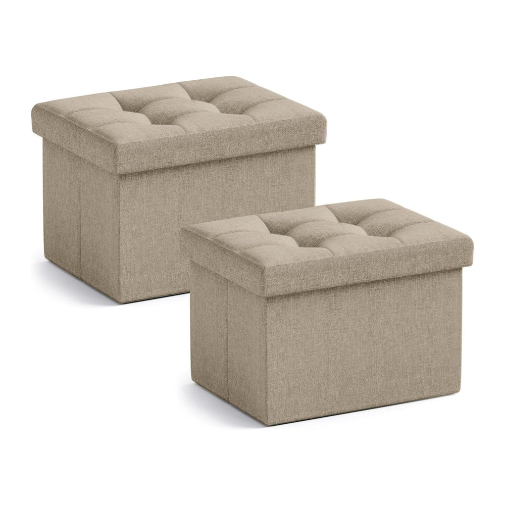 Ornavo Home Small Storage Ottoman, Foldable Collapsible Rectangle Linen Ottom...