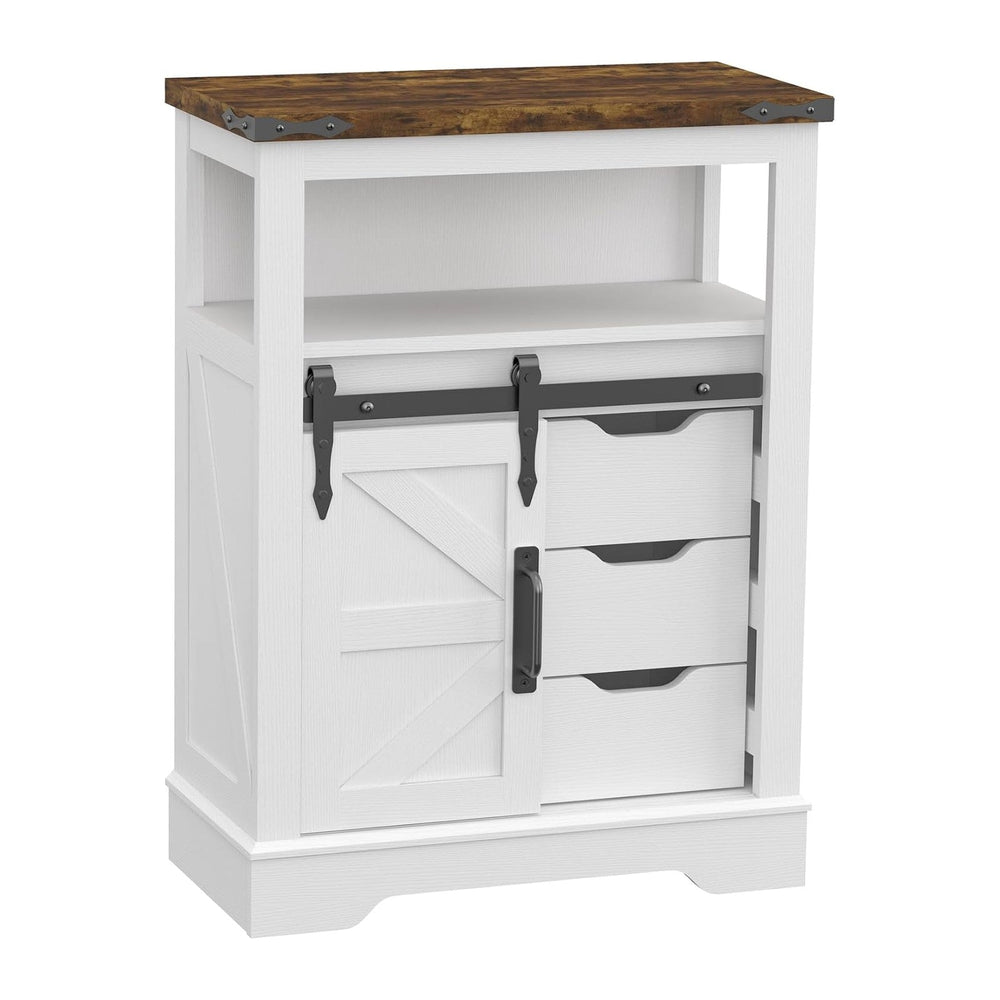 Panana Farmhouse Bathroom Floor Cabinet, Sliding Barn 3 Drawers & 1 Door ...