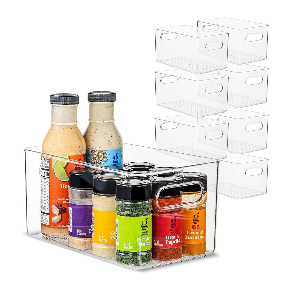 Plastic Food Storage 8 Pack Clear Container Bin