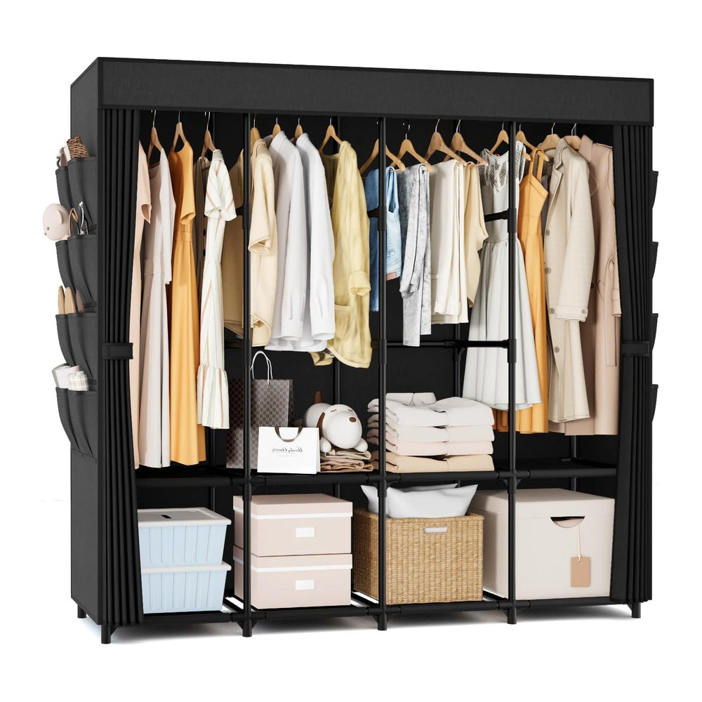 Portable Closet for Hanging Clothes, 67 Inch Wide Portable Wardrobe Closet wi...