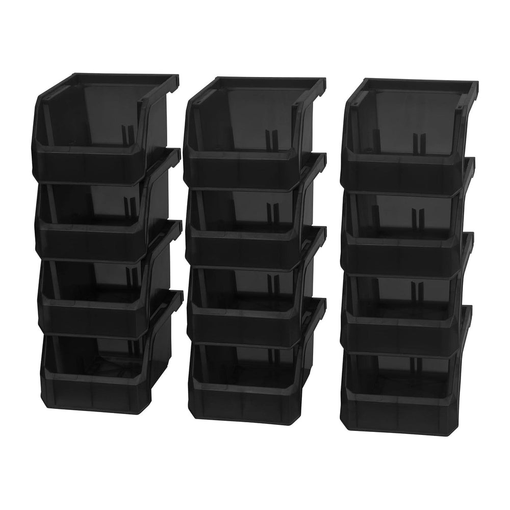 ReadySpace Extra-Small Stackable Plastic Storage Bins, 12-Pack, Black