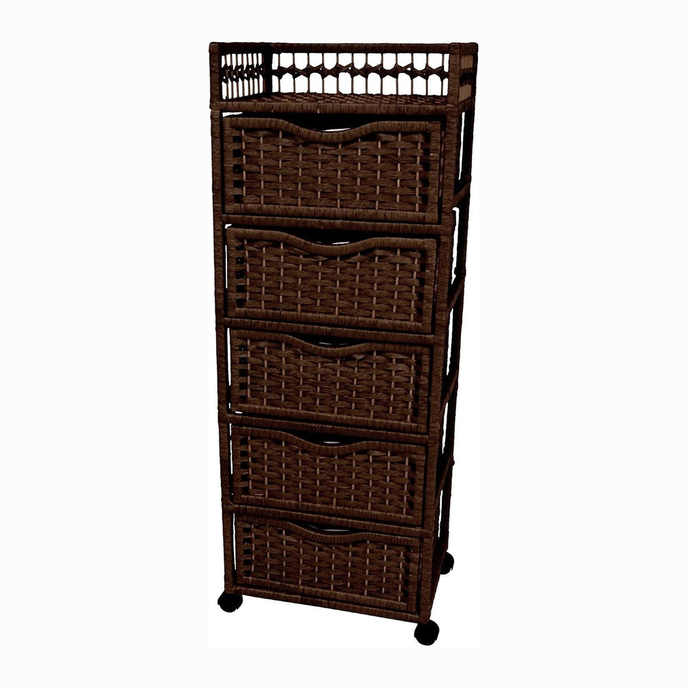 Red Lantern 46" Natural Fiber Chest of Drawers on Wheels - Mocha